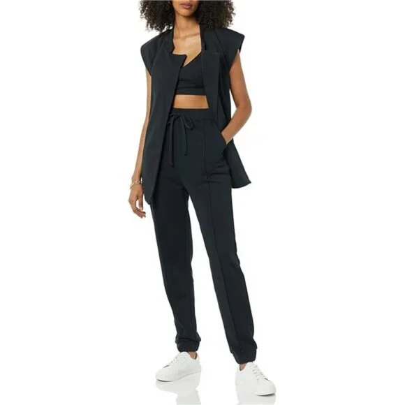 Women's Zuri Wrap Vest French Terry Knit Elastic Belt Pockets
